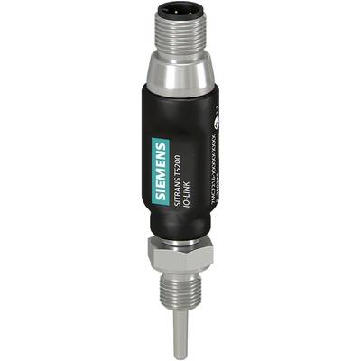 Siemens SITRANS TS200 Temperaturfühler mit Gewindeverbindungen aus Metall und langem Messelement, vertikal auf weißem Hintergrund dargestellt.