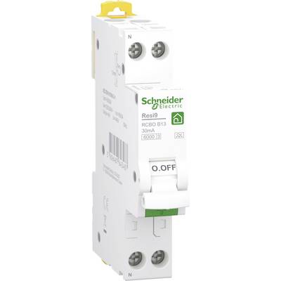 Schneider Electric Resi9 FI/LS-Schalter, 30 mA, 13 A, mit O.OFF-Schalter und Klemmenverbindungen.