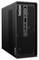 Schwarzer Lenovo ThinkStation P3 Ultra Desktop-Tower von vorne links gezeigt, mit Wabenfront-Panel, Stromschalter, Anschlüssen und ThinkStation-Branding.