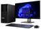 Lenovo ThinkStation Desktop-Computer mit Monitor, auf dem das Windows-11-Startmenü angezeigt wird, sowie Tastatur und Maus