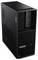 Schwarzer Lenovo ThinkStation P3 Desktop-Tower, Vorderansicht, zeigt Wabengitter, Netzschalter, USB-Anschlüsse und ThinkStation-Logo.
