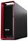 Schwarzer Lenovo ThinkStation Desktop-Tower mit roter Frontblende und Wabenstruktur-Gitter, in Dreiviertel-Ansicht auf weißem Hintergrund gezeigt.