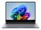 Offener Laptop-Computer mit einem bunten, abstrakten, blumenähnlichen Hintergrund auf dem Bildschirm.