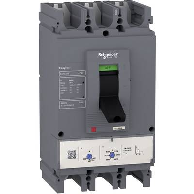 Schneider Electric EasyPact Leistungsschalter aus Kunststoff mit EIN-/AUS-Schalter und Auslöseeinstellungen auf der Frontplatte.