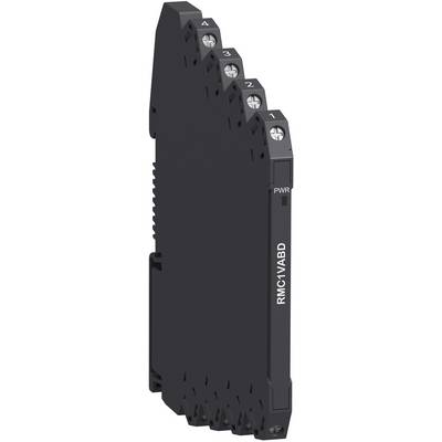 Schwarzes elektronisches Modul mit vier nummerierten Einstellreglern und einer „PWR"-Anzeige, auf der Vorderseite mit „RMC1VABD" gekennzeichnet.