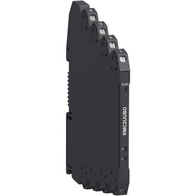 Schwarzes industrielles elektronisches Modul mit vier nummerierten Schraubklemmen und PWR-, H-, L-Indikatorbezeichnungen, auf der Vorderseite mit „RMC2UBD" gekennzeichnet.