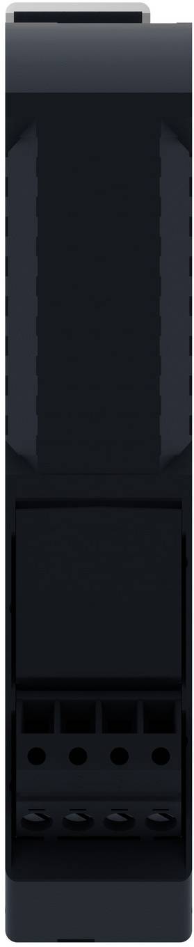 Schwarze rechteckige elektronische Gerätefrontplatte mit kleinem Display oben, belüftetem mittleren Bereich und mehreren Anschlüssen sowie Anzeigelampen unten.