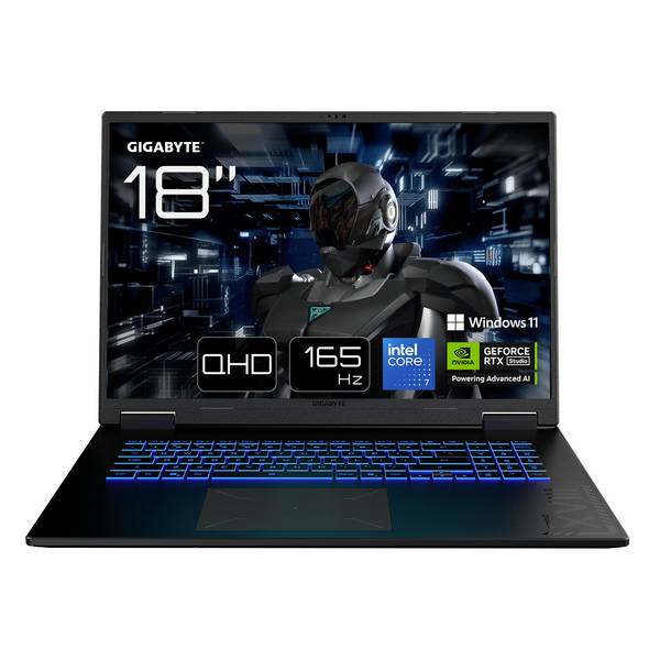 Gigabyte Gaming Notebook GAMING A18 PRO  45.7 cm (18 Zoll) WQXGA Intel® Core™ 7 240H 32 GB RAM  1 TB SSD Deutsch, QWERTZ Intel Intel-Grafik Nvidia NVIDIA GeForce RTX 5080 16 GB GDDR7 Schwarz  GAMING A18 PRO DYJG3DEBC4SH