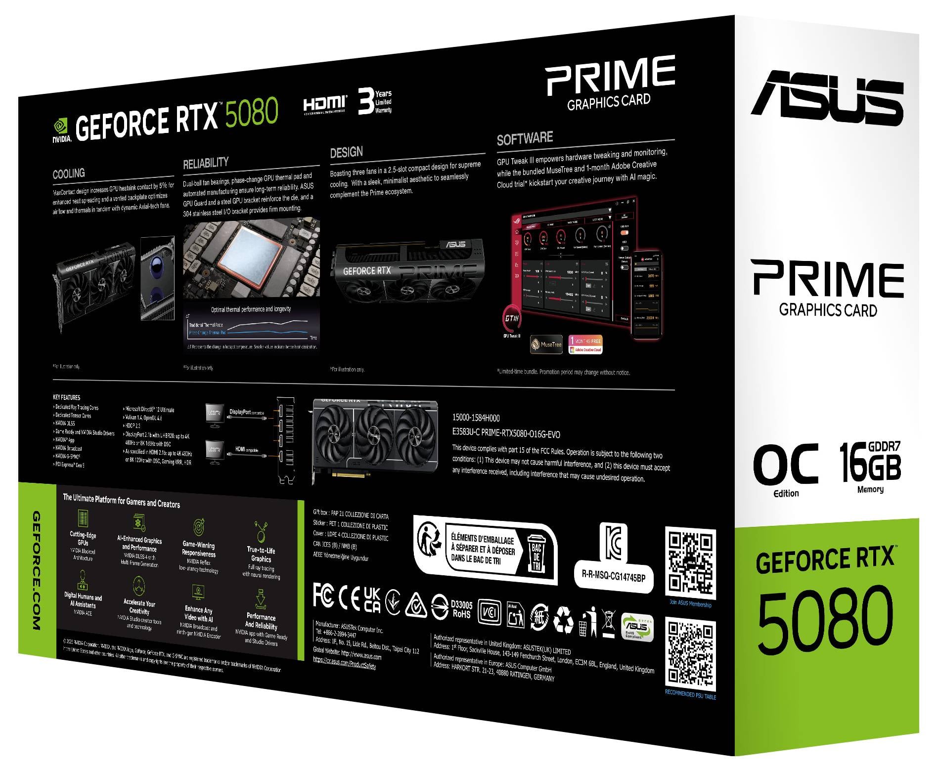 Asus Grafikkarte ASPEED GeForce RTX 5080 16 GB GDDR7 GDDR7-RAM-25