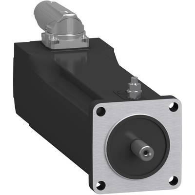 Industrieller Elektromotor mit quadratischer vorderer Montageplatte und vorstehendem Schaft, dargestellt in einer 3D-Produktvisualisierung auf weißem Hintergrund