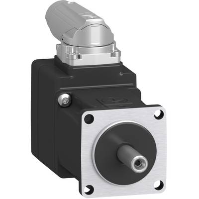 Industrieller Elektromotor mit quadratischem Montageflansch und vorstehender mittlerer Welle, dargestellt in einer produkttypischen Nahaufnahme auf weißem Hintergrund.