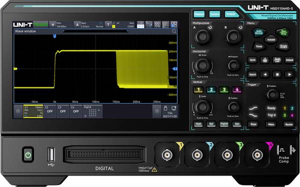 Uni-T MSO1154HD-S Digital-Oszilloskop, Analog-Oszilloskop  150 MHz  2 GSa/s 200 Mpts 12 Bit Mixed-Signal (MSO), Funktionsgenerator, Spectrum-Analyser 1 St.