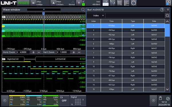 Uni-T MSO5000HD-AUDIO Software-Option      32 Bit Mixed-Signal (MSO) 1 St.