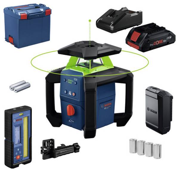 Bosch Professional GRL18V-4-34CVG Rotationslaser  inkl. Akku, inkl. Laserempfänger, grüner Laser, inkl. Box