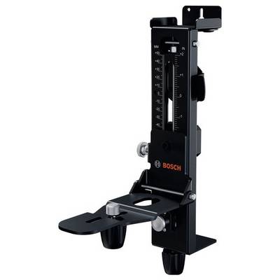Bosch verstellbares Stativ-/Montageelement mit vertikaler Skala und Verriegelungsknöpfen zur Positionierung eines Werkzeugs oder Instruments.