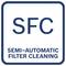 Logo mit großen Initialen „SFC" über den Worten „SEMI-AUTOMATIC FILTER CLEANING" innerhalb einer abgerundeten quadratischen Umrandung.