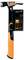 Fiskars Pro Universalhammer mit schwarzem und orangefarbenem Griff und 20-oz-Kopf, gezeigt mit Verpackungsetiketten, die 70% Stoßdämpfung und große Größe hervorheben.