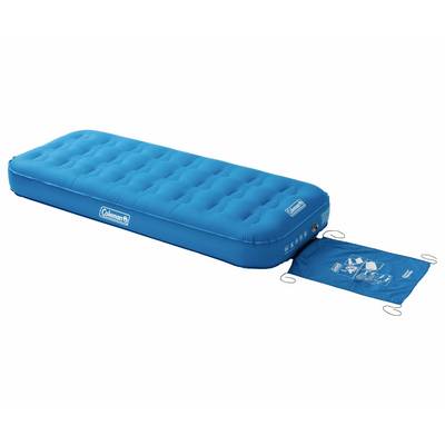 Blau Coleman aufblasbare Luftmatratze mit integrierter Pumpe und befestigter Aufbewahrungstasche