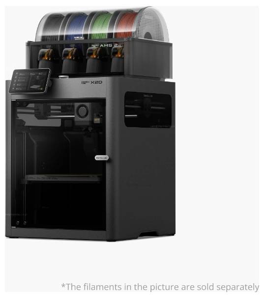 BambuLab X2D Combo (AMS 2 Pro) 3D Drucker KI-Unterstützung, Kammerheizung, App-Anbindung, integrierte Kamera, Dual-Düsen-0