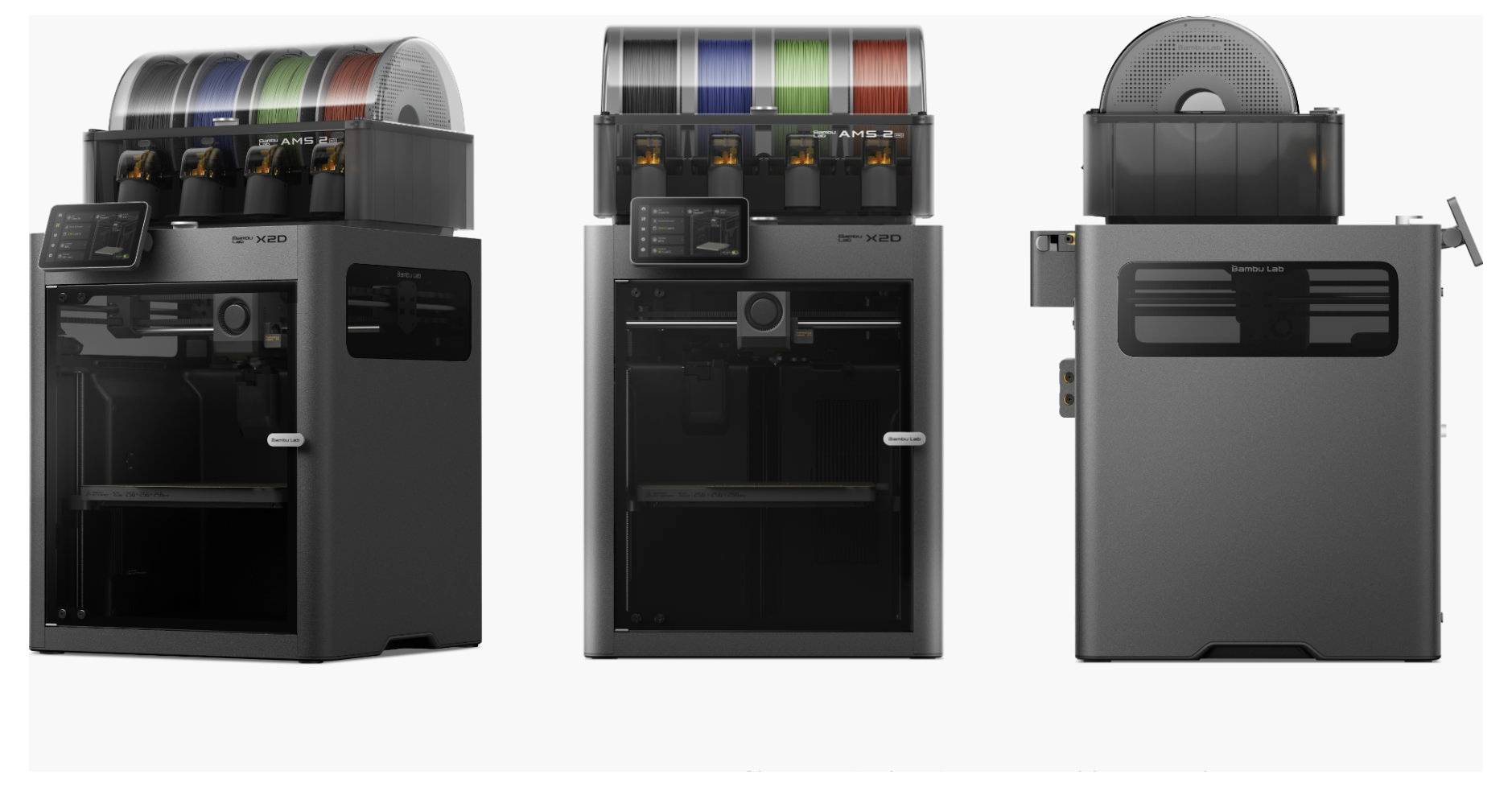 BambuLab X2D Combo (AMS 2 Pro) 3D Drucker Dual-Düsen-System (Dual Extruder), 12,7 cm Farb-Touchscreen, integrierte Kamer-4