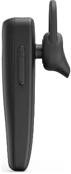 Schwarzes Seitenprofil-Bild eines kabellosen On-Ear-Headsets mit gebogenem Ohrbügel und schlankem Bedienfeld auf der Außenseite.