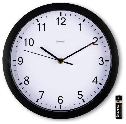 Hama 00185865 Quarz Wanduhr 25 cm x 25 cm x 250 mm x 250 mm x 40 mm Schwarz Leisegang-Uhrwerk-3