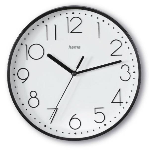 Hama 00185866 Quarz Wanduhr 22 cm x 22 cm x 220 mm x 220 mm x 35 mm Schwarz Leisegang-Uhrwerk