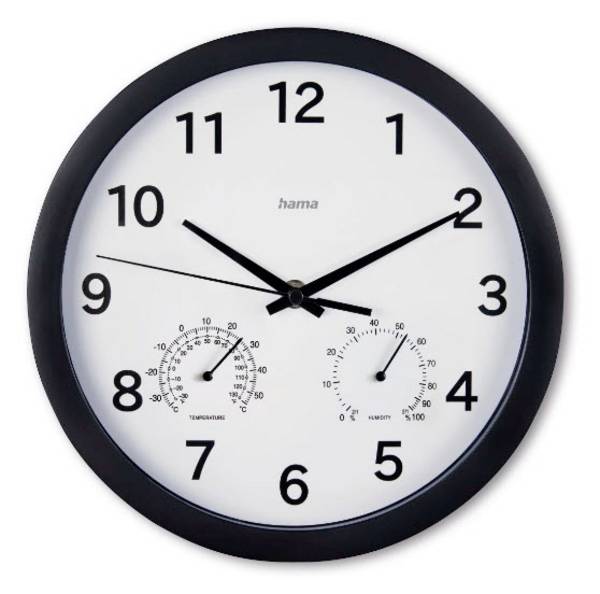 Hama 00185868 Quarz Wanduhr 25 cm x 250 mm x 250 mm x 40 mm Schwarz