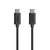 Zwei schwarze USB-C-Kabel aufrecht gezeigt, mit den Bezeichnungen „hama" und „60W" auf den Steckern.