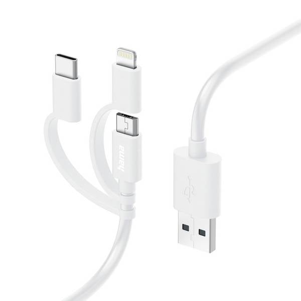 Hama USB-Kabel USB 2.0 USB-A Stecker, USB-C® Stecker, Apple Lightning Stecker, USB-Micro-A Stecker 1 m Weiß 00201535