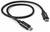 Schwarzes geflochtenes USB-C-Kabel mit 240-W-Kennzeichnung, aufgerollt mit USB-C-Steckern an beiden Enden dargestellt.
