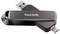 SanDisk USB-Speicherstick mit USB-A- und USB-C-Anschlüssen, dargestellt in einem faltbaren Dual-Connector-Design.