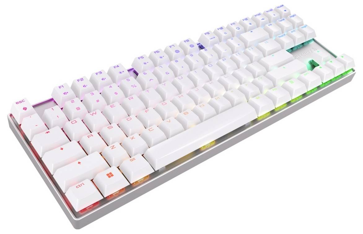 Cherry XTRFY MX 8.2 TKL Wireless RGB Bluetooth®, Kabellos Tastatur Deutsch, QWERTZ Silber, Weiß RGB-Beleuchtung-1