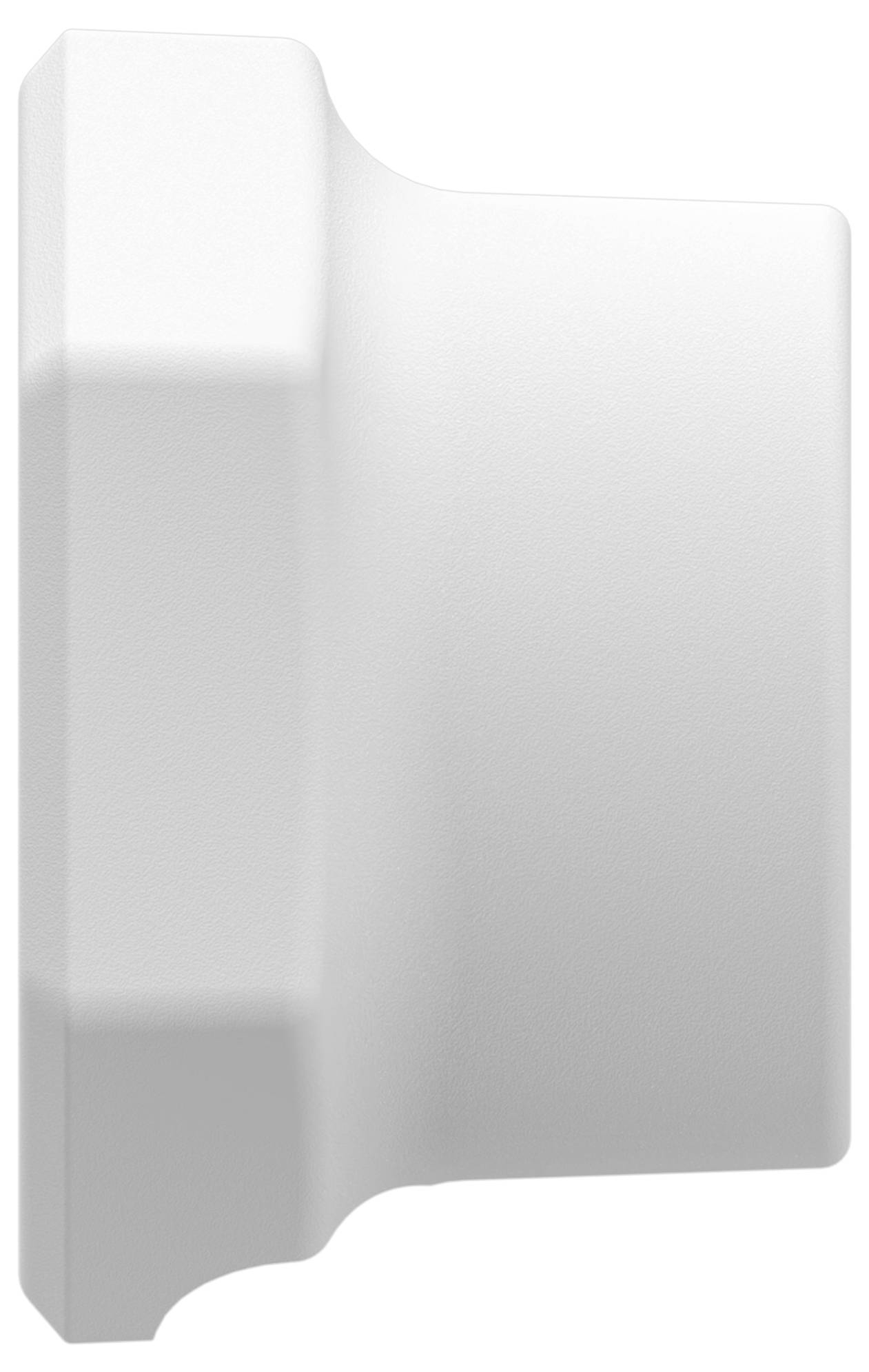 Weißes leeres Ordner-Registerkartensymbol mit abgerundeter oberer linker Ecke und subtiler grauer Schattierung auf weißem Hintergrund.