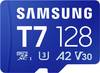 Samsung T7 microSDXC-Karte Retail 128 GB UHS-I U3, A2 Application Performance Class, Class 10, v30 Video Speed Class