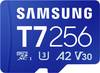 Samsung T7 microSDXC-Karte Retail 256 GB UHS-I U3, A2 Application Performance Class, Class 10, v30 Video Speed Class