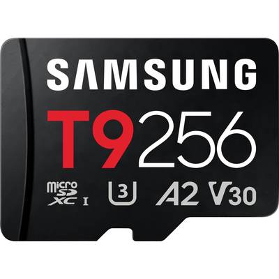 Samsung T9 256 GB microSD-Karte mit Geschwindigkeitseinstufungen U3, A2 und V30.