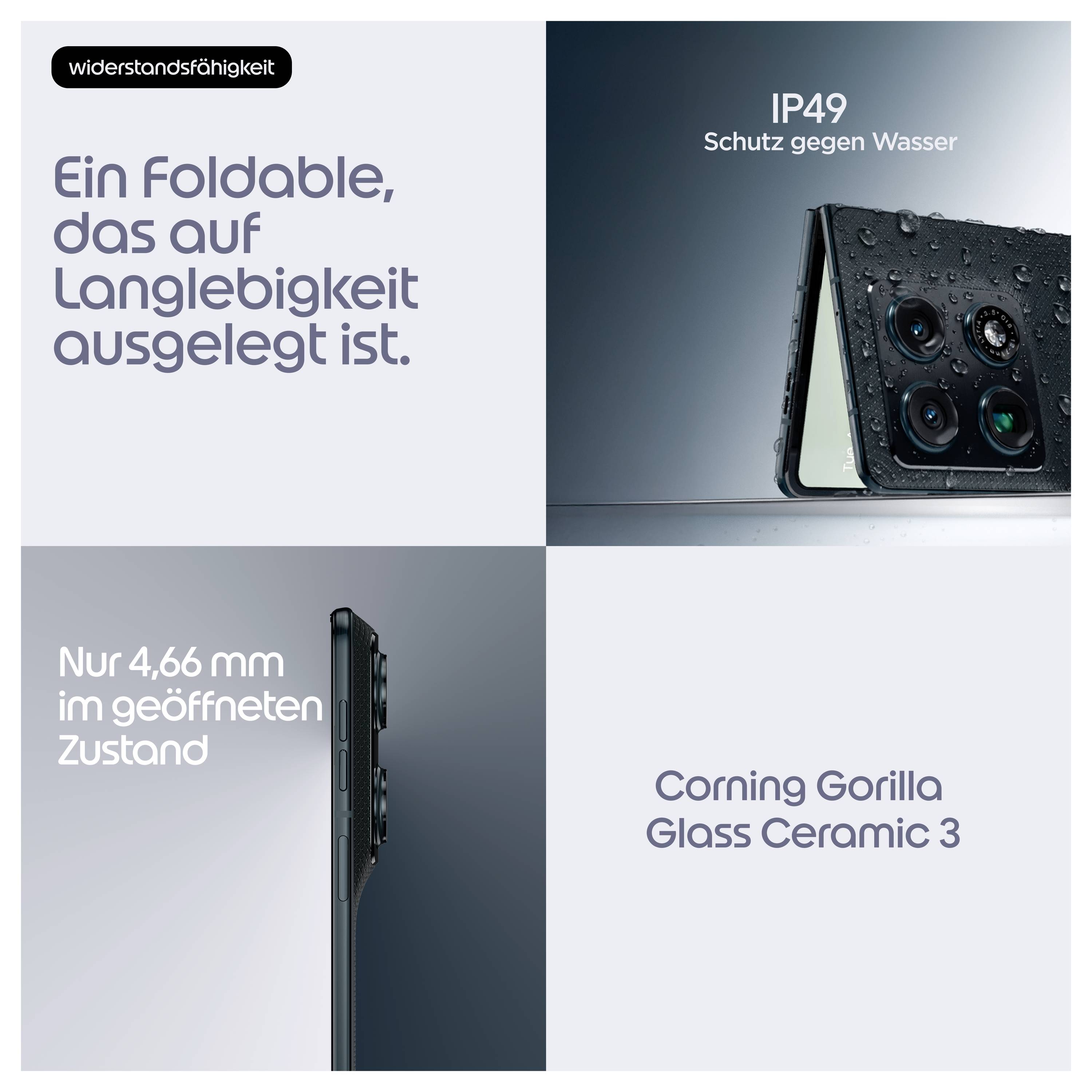 Seitenansicht eines dünnen Laptops, leicht geöffnet, mit einem gelben Badge „RETEQ CERTIFIED" im Bereich des Bildschirms.