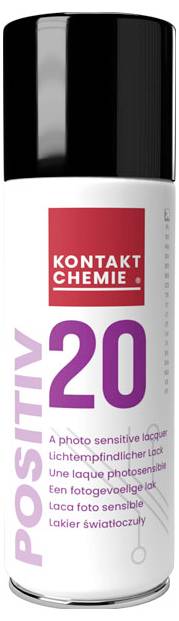 Kontakt Chemie POSITIV 20 lichtemfindlicher Lacksprühdose, weiß mit schwarzer Kappe und rotem Logo, mit der Aufschrift „DIY 20".