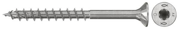 Fischer 574126  Spanplattenschraube 4.5 mm 70 mm TX    rostfreier Stahl  100 St.