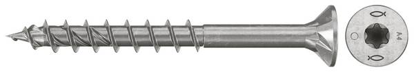 Fischer 574155  Spanplattenschraube 5 mm 60 mm TX    rostfreier Stahl  100 St.