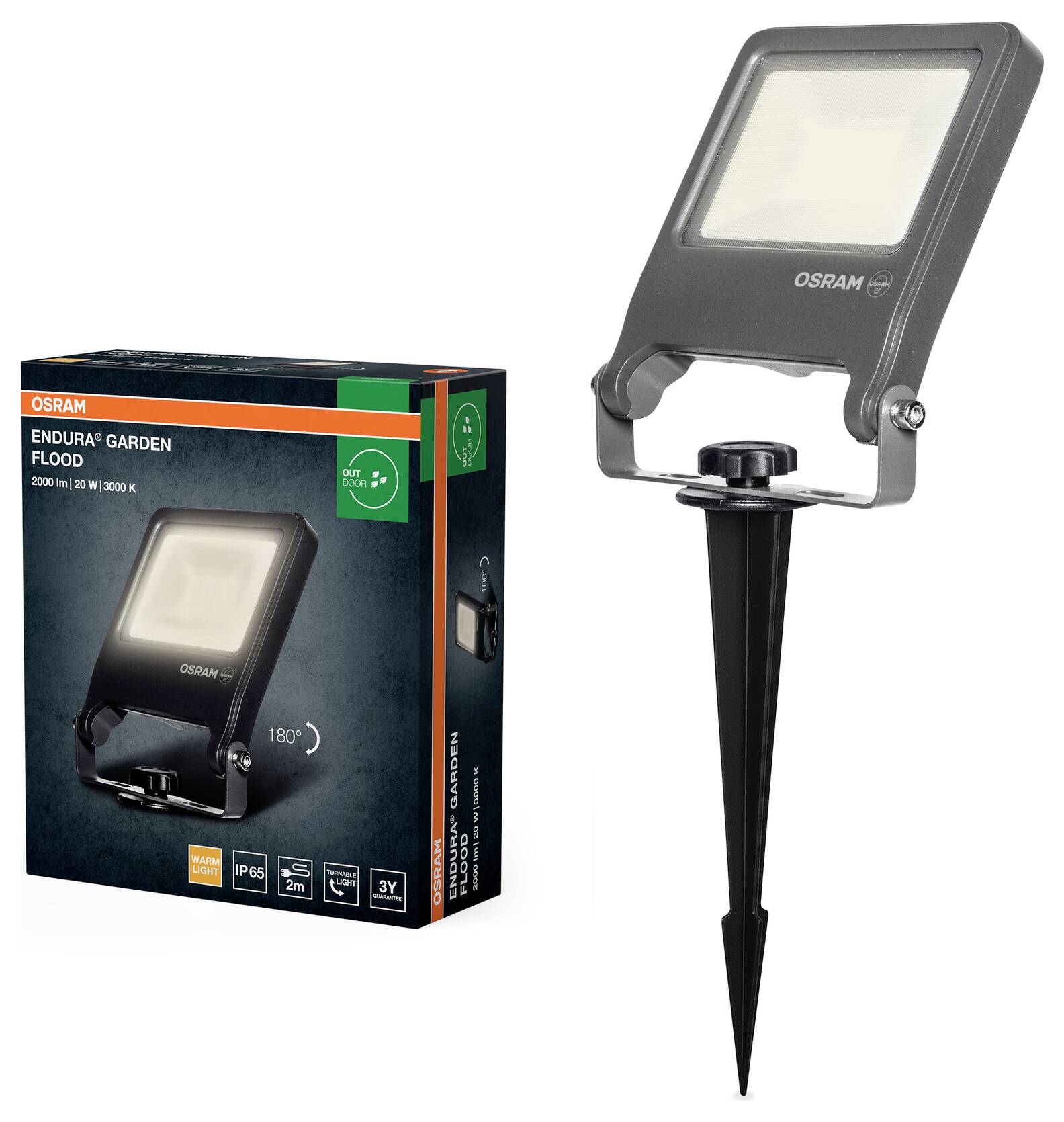 OSRAM HOMELIGHTING 4099854585852 ENDURA® Garden Flood Spike 20W 3000K LED-Gartenstrahler LED-Modul LED fest eingebaut 20-1