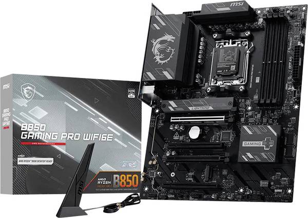 MSI MSI B850 GAMING PRO WIFI6E (AM5) Mainboard Sockel (PC) AMD® AM5 Formfaktor (Details) ATX Mainboard-Chipsatz AMD® B850