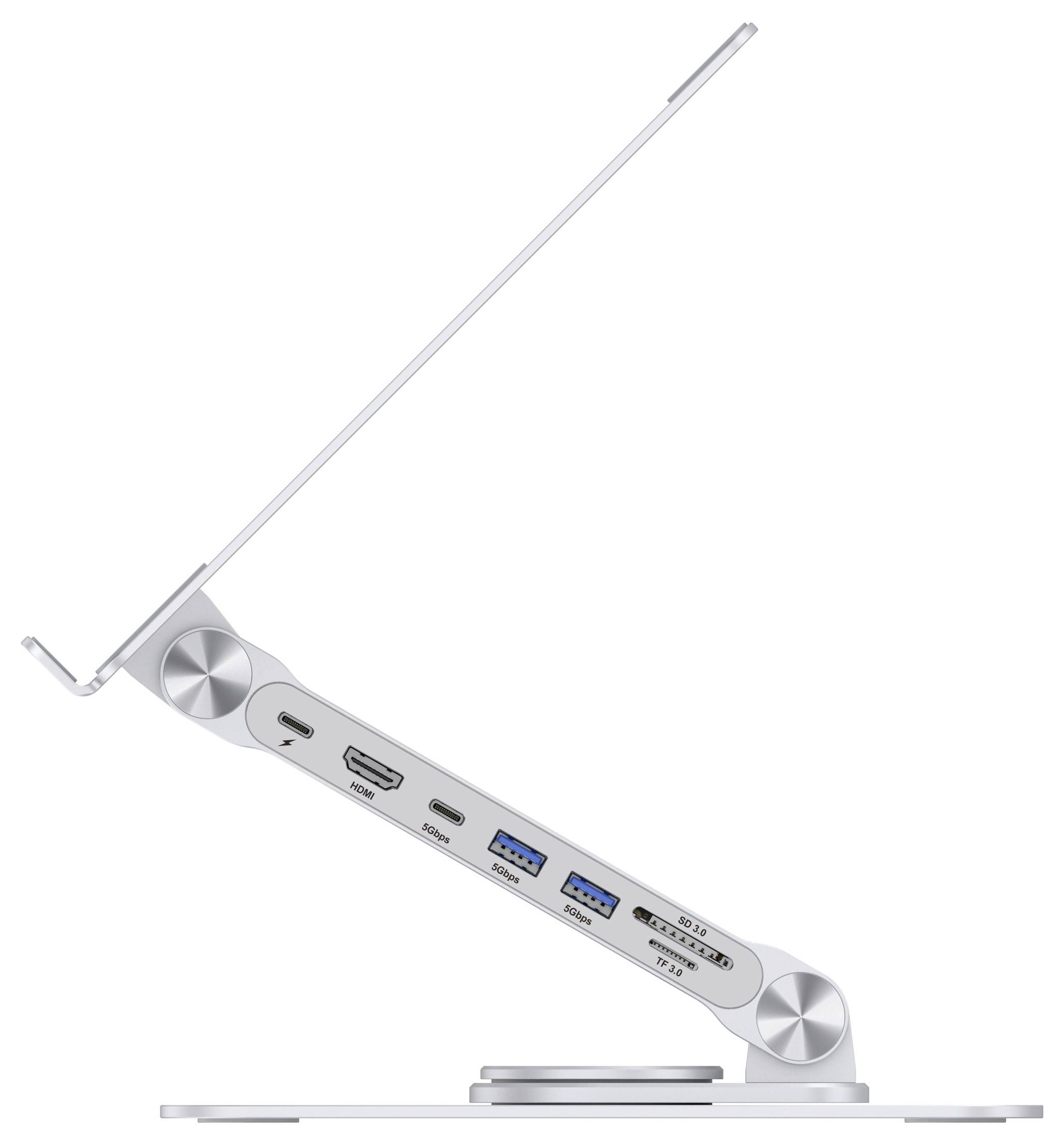 Conceptronic DONN27G Laptop Stand with 7-in-1 USB 3.2 Notebook-Ständer höhenverstellbar, drehbar, USB-Hub-Funktion-5