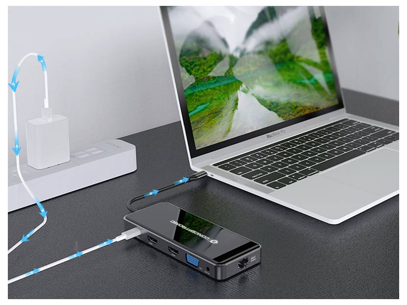 Conceptronic Notebook Dockingstation DONN15G 12-in-1 MST Docking Station USB-7