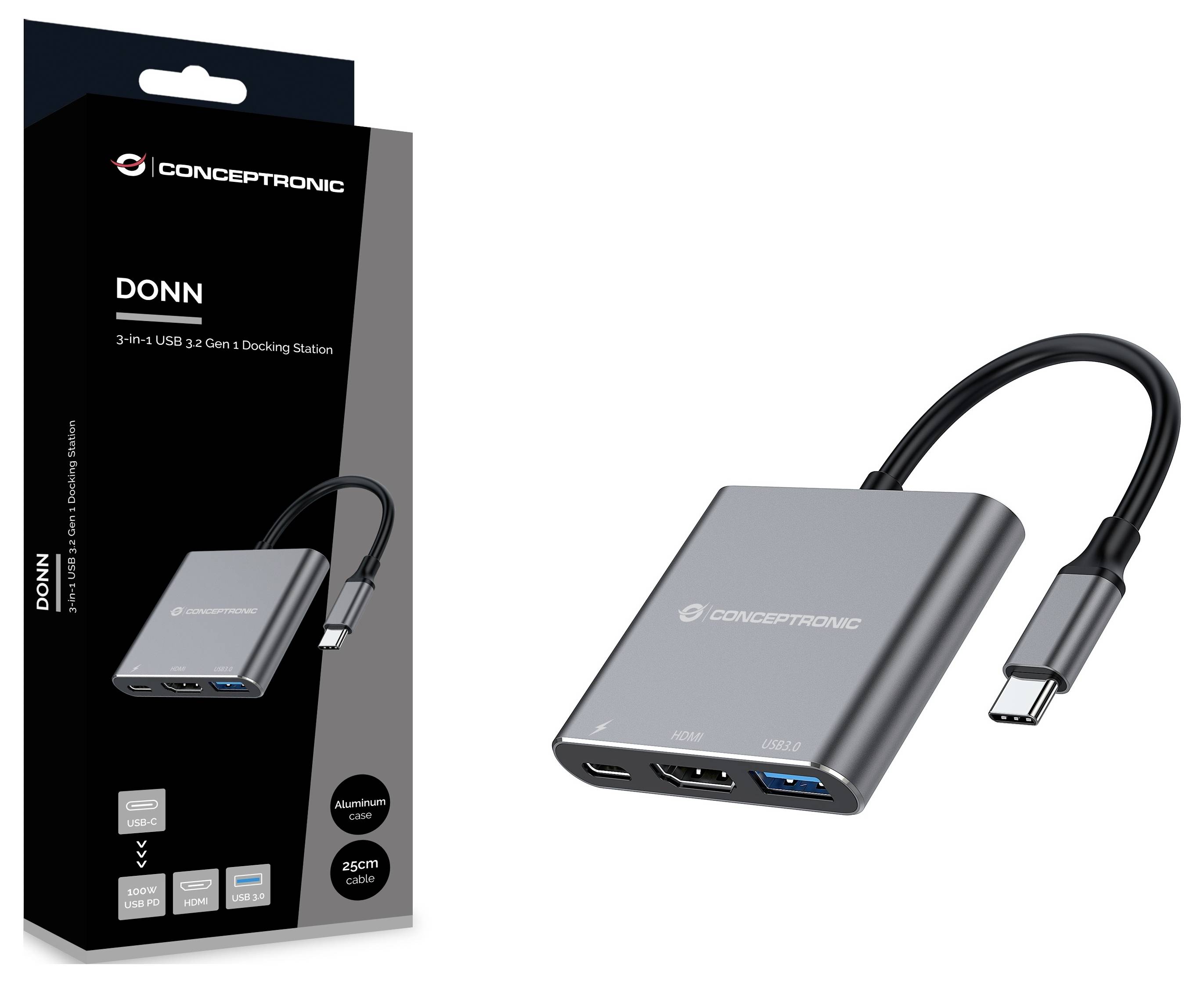 Conceptronic Notebook Dockingstation DONN18G 3-in-1 USB 3.2 Gen 1 Docking St-1