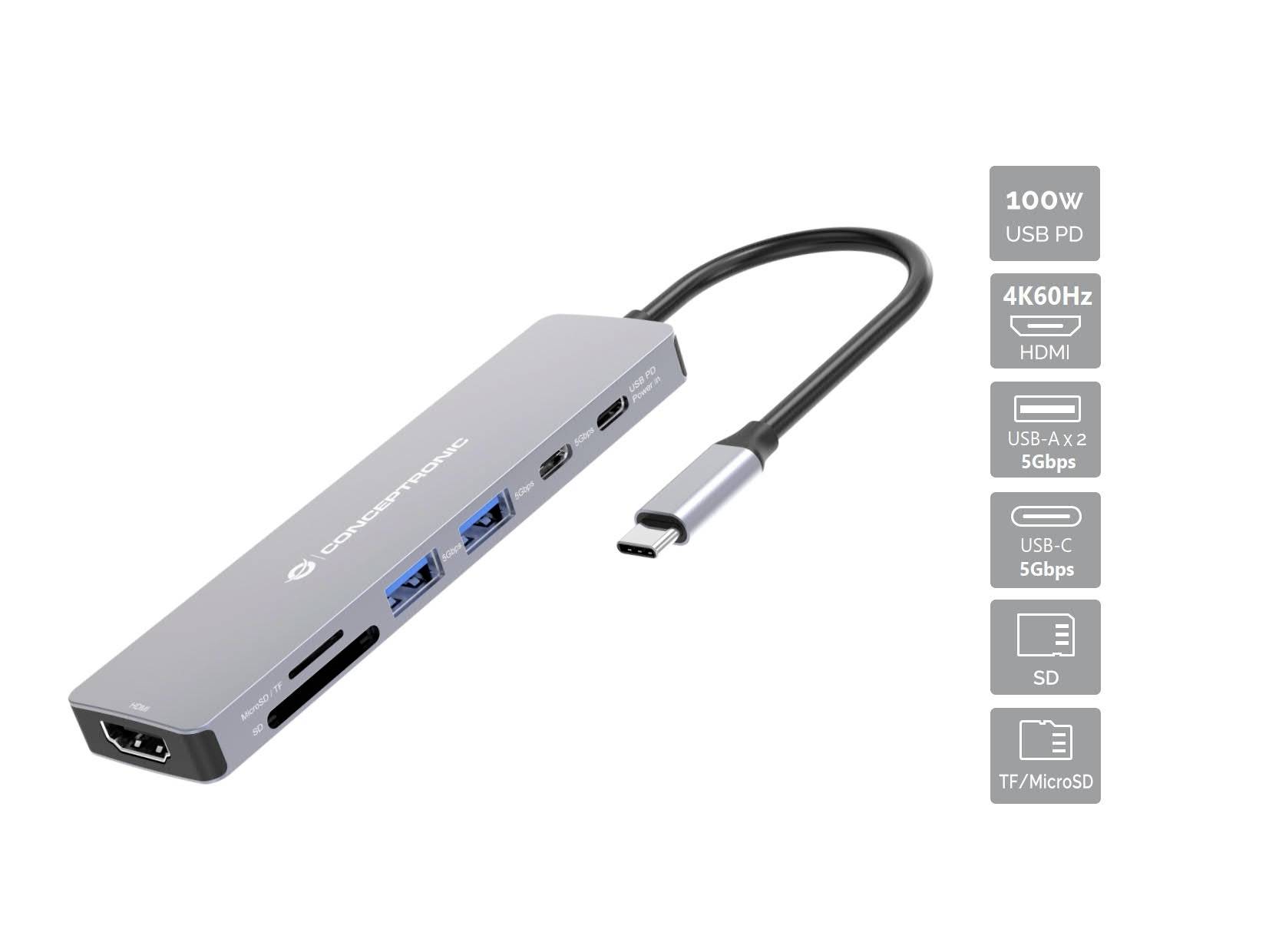 Conceptronic Notebook Dockingstation DONN28G 7-in-1 USB 3.2 Gen 1 Docking St-1