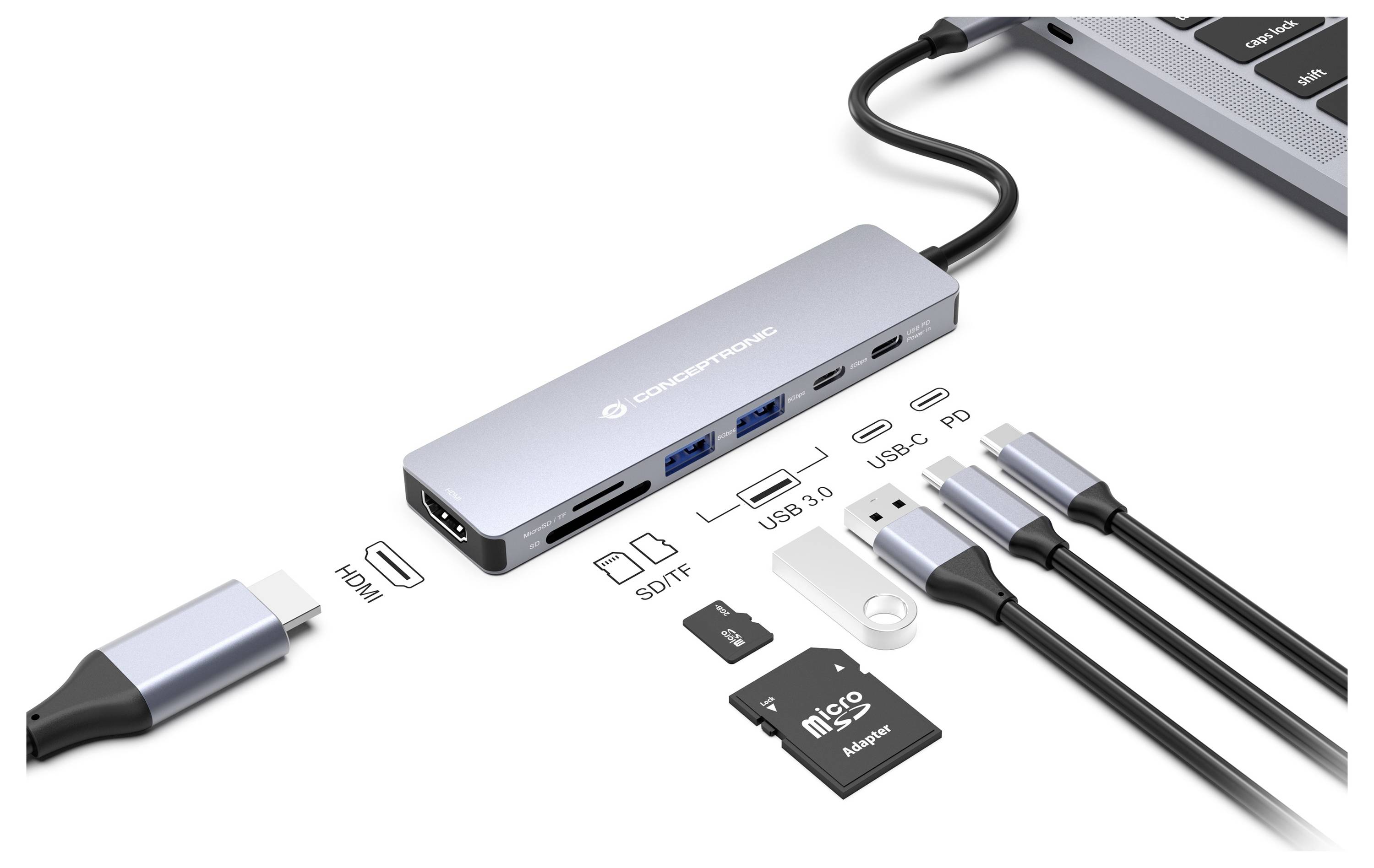 Conceptronic Notebook Dockingstation DONN28G 7-in-1 USB 3.2 Gen 1 Docking St-2