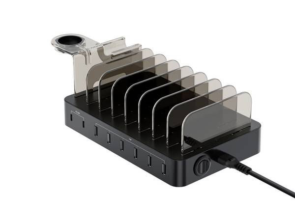 Conceptronic OZUL02B 75W 8-Port USB PD Charging Stat USB Ladestation 75 W 6x USB-A, USB-C®  Schwarz
