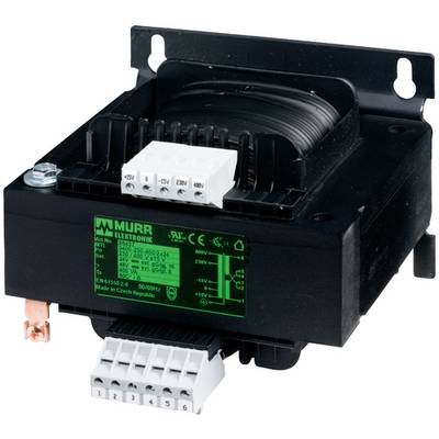 Black Murr Elektronik Industrie-Elektromodul mit Klemmleisten und Befestigungswinkel, dargestellt auf weißem Hintergrund.